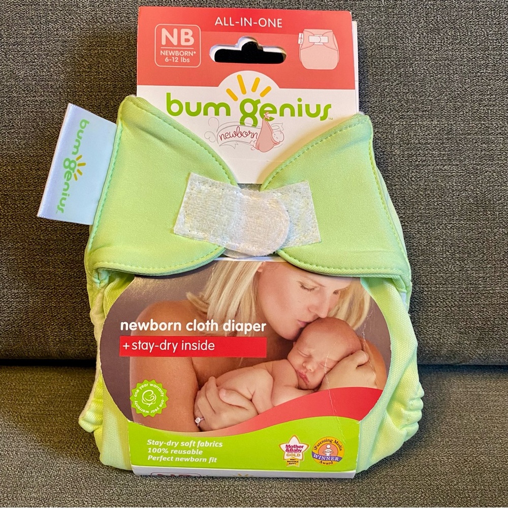 BumGenius Newborn Cloth Diaper in Green